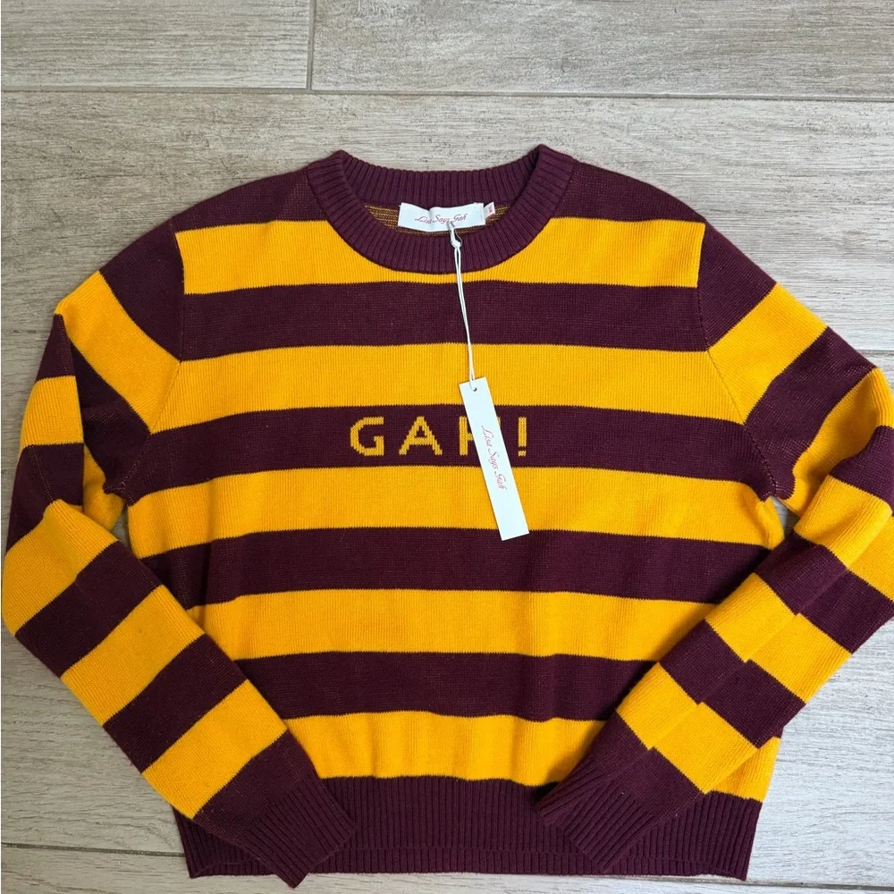 NWT Lisa Says Gah  Sweater - Yellow and Brown - Picture 2 of 7